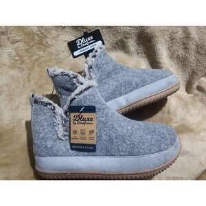 NEW Grey Dluxe by Dearfoams Home Boots Sz 7-8